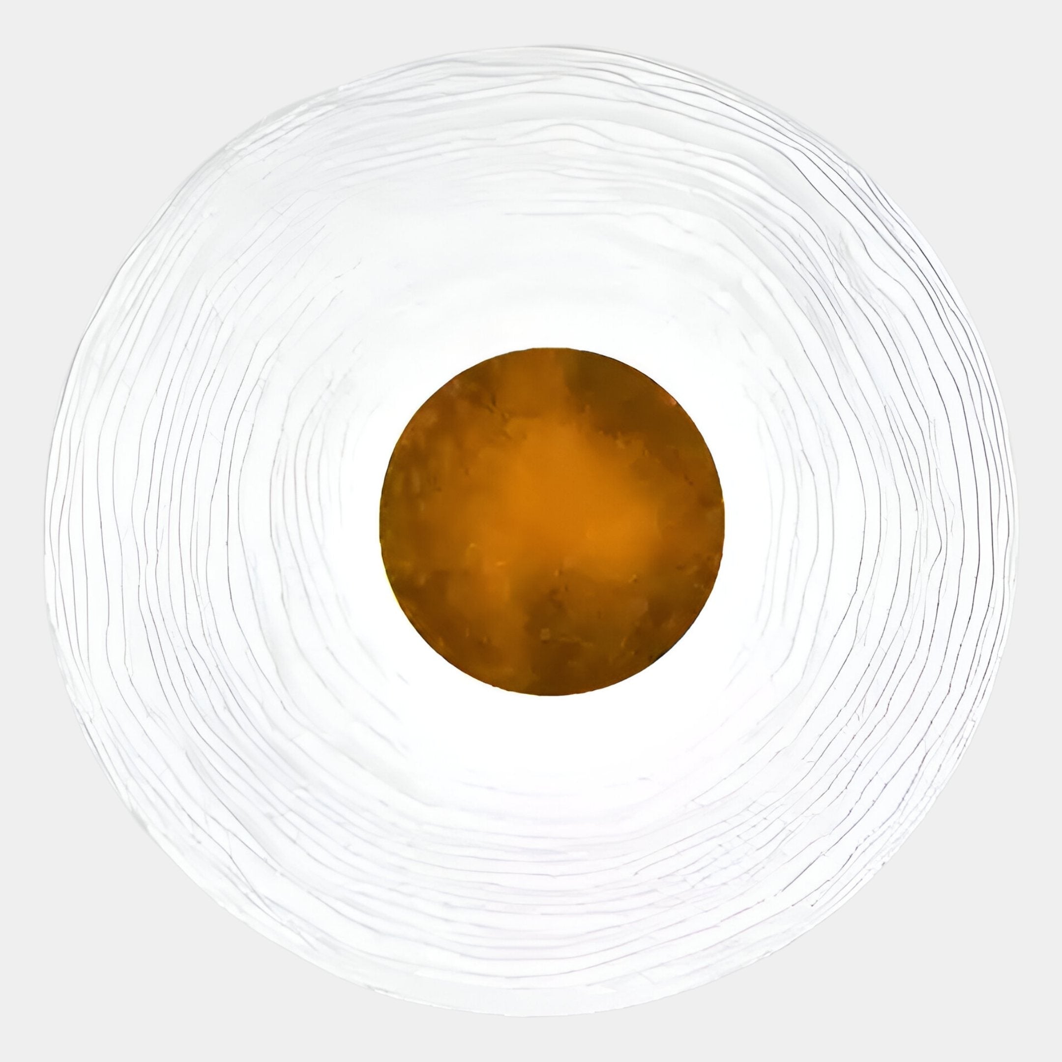 The Ventus Amber Glow Wood Carving 3D LED Wall Art by Giant Sculptures features a stylized fried egg design with a textured white circle and vivid amber-lit center, set against a plain light background.