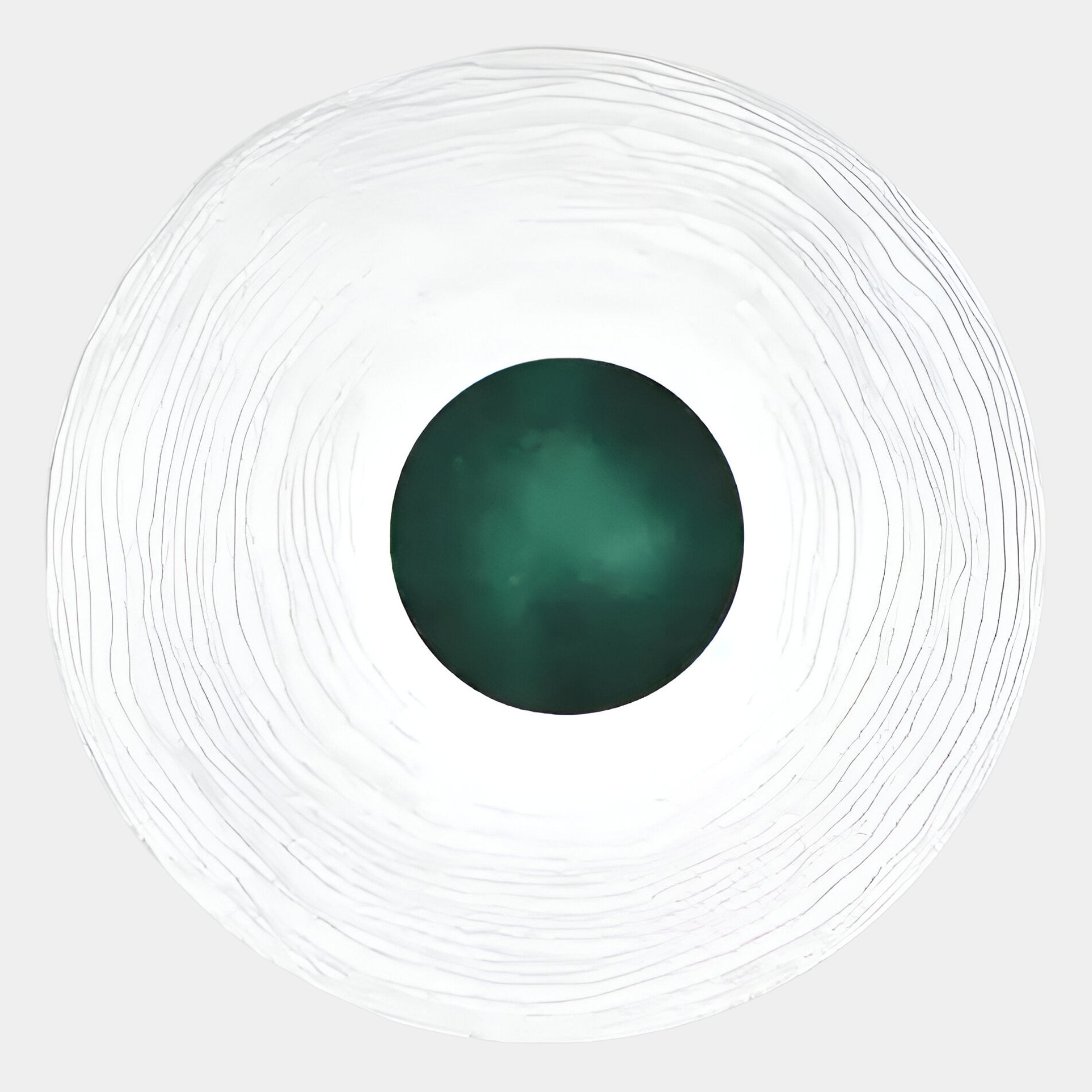 The Ventus Emerald Surge Wood Carving 3D LED Wall Art by Giant Sculptures features a circular design with a dark green center and white rings on a light gray background—an ideal modern accent for your space.