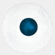 The Ventus Azure Depths Wood Carving 3D LED Wall Art by Giant Sculptures features a white circular form with textured lines around a dark teal center, creating an abstract eye or target and offering a modern coastal look on a light gray background.