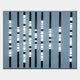 Strata Steel Blue LED Wall Art by Giant Sculptures features eight vertical black rods with evenly spaced white illuminated bands, creating a modern and symmetrical design ideal for contemporary spaces.