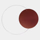 A thin, white metal ring partially overlaps with a large, flat copper-toned acrylic disc from the Soluna Copper Acrylic 3D LED Wall Art by Giant Sculptures, set against a plain light background.