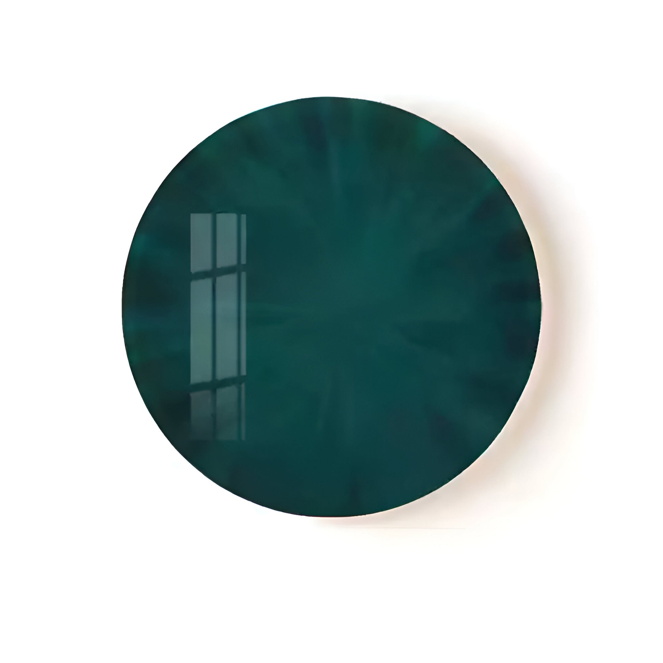 The Lumea Deep Green 3D LED Crystal Porcelain Wall Art by Giant Sculptures captures window outlines with its round design, offering a nature-inspired, organic touch to your decor against a white background.