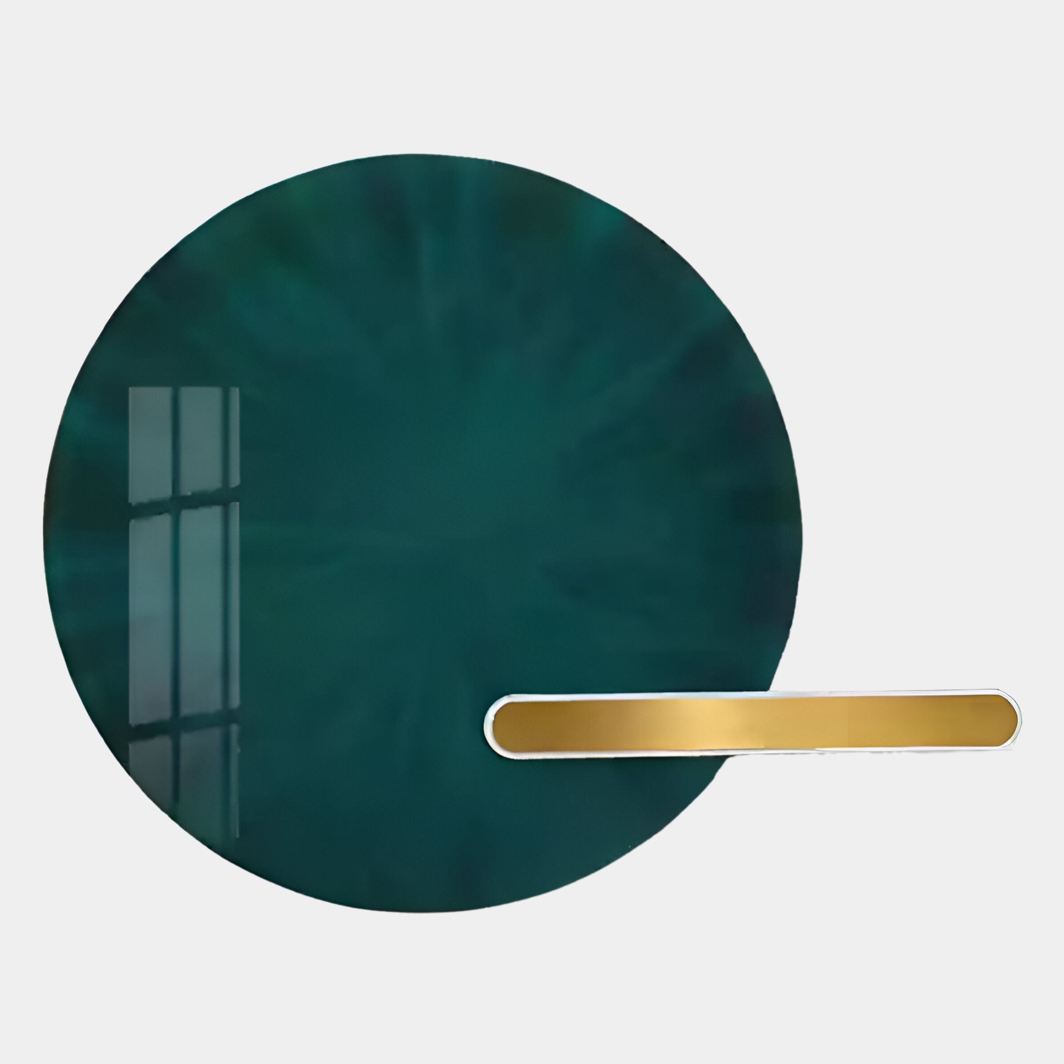 The Lumea Jade Green 3D LED Crystal Porcelain Wall Art by Giant Sculptures features a glossy jade surface and horizontal gold bar—an ideal way to bring contemporary design flair into your space.