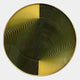 The Giant Sculptures Astral Gold Crystal Porcelain LED Wall Art features a circular design with black and yellow geometric patterns, concentric curved lines, and striking contrasts, creating an illusion of movement.