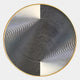 The Astral Silver Crystal Porcelain LED Wall Art by Giant Sculptures features a circular design with wavy black lines on white, accented by a thin gold border—ideal for adding a modern touch to your space.
