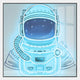 The Stellar Neon Aqua Acrylic 3D LED Wall Art by Giant Sculptures features a glowing blue astronaut helmet with a starry reflective visor, set against soft window shadows—ideal for adding modern brilliance to your space.