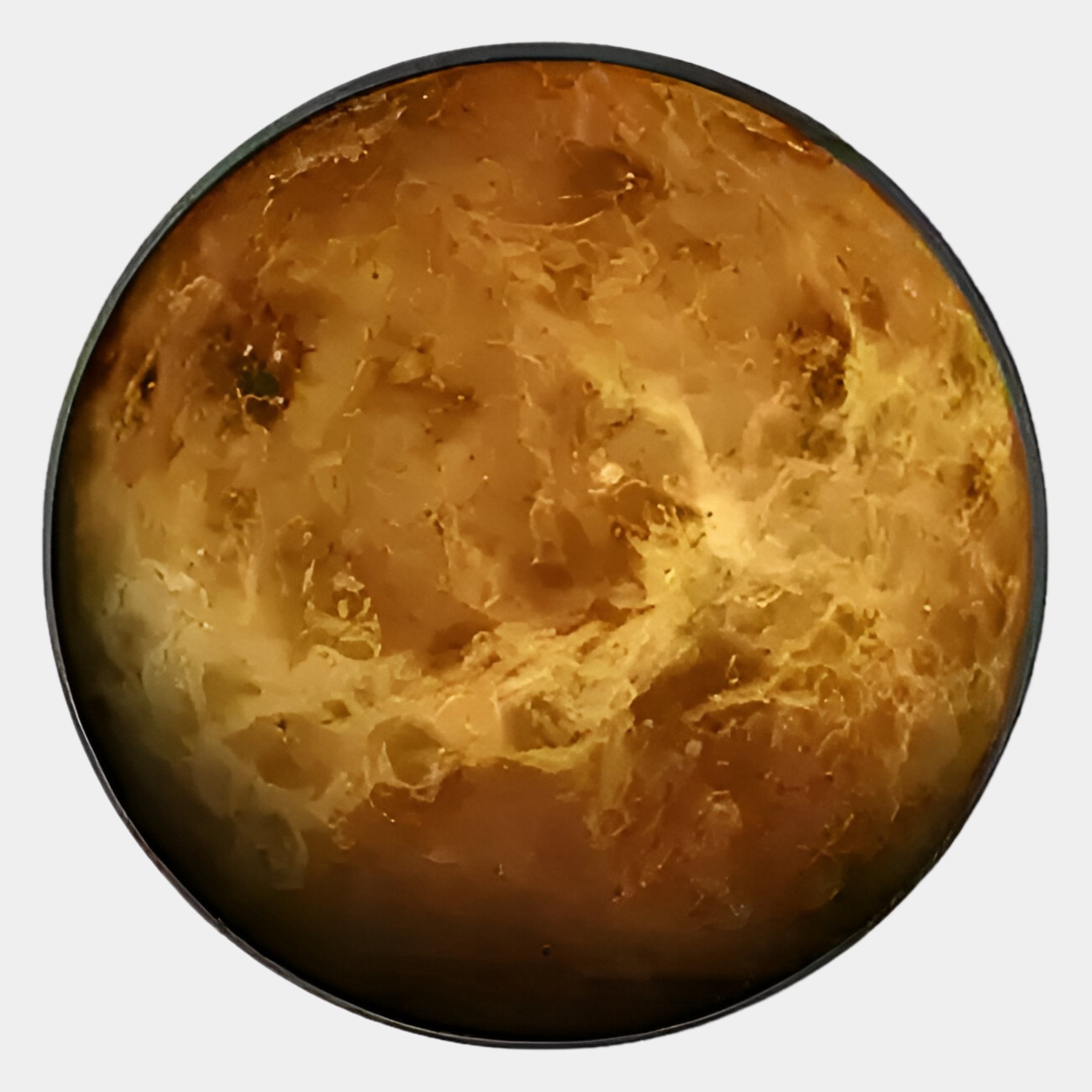 The Galaxia Venus Crystal Porcelain LED Wall Art by Giant Sculptures displays a high-res image of Venus, its swirling yellowish clouds and golden-brown hues centered on a white background with a celestial feel.