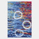 The Giant Sculptures Elysian Ocean Ember Oil Painting 3D LED Wall Art features rippling water with blue, yellow, red, and orange reflections and three luminous white rings for a surreal, abstract effect.