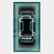 The Horizon Endless Horizon 3D LED Mirror Wall Art by Giant Sculptures features layered aqua and white neon lights, creating a tunnel-like geometric pattern and infinite depth illusion against a plain light gray background.