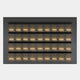 The Zenith Black 3D Horizontal Acrylic LED Layered Wall Art by Giant Sculptures features four horizontal rows of vertical slats, illuminated with warm yellow LEDs, creating a modern grid design against a dark backdrop.