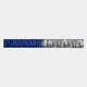 The Textura 3D Blue And Silver Leather Design Wall Art by Giant Sculptures features a horizontal metallic bar with a wavy texture, half in blue and half in silver, creating modern elegance against a plain light gray background.