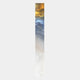The Chroma Sunset Fiery Strokes LED Wall Art Canvas by Giant Sculptures is a tall, narrow piece that displays a warm golden yellow top fading through blue and gray to soft white, evoking sunset skies and atmospheric cloud layers.