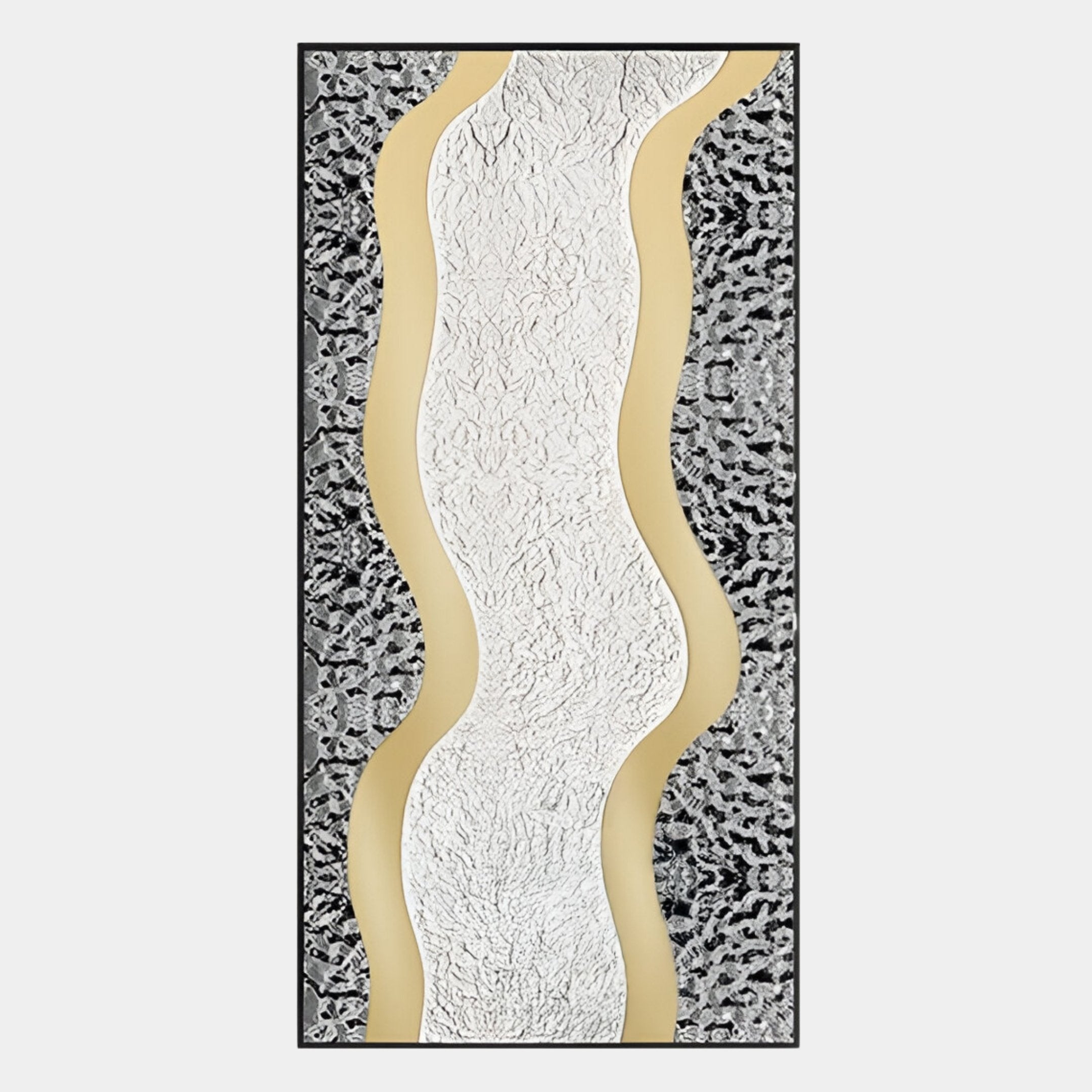Serrana White & Silver Dual Wave I Vertical 3D Wall Art