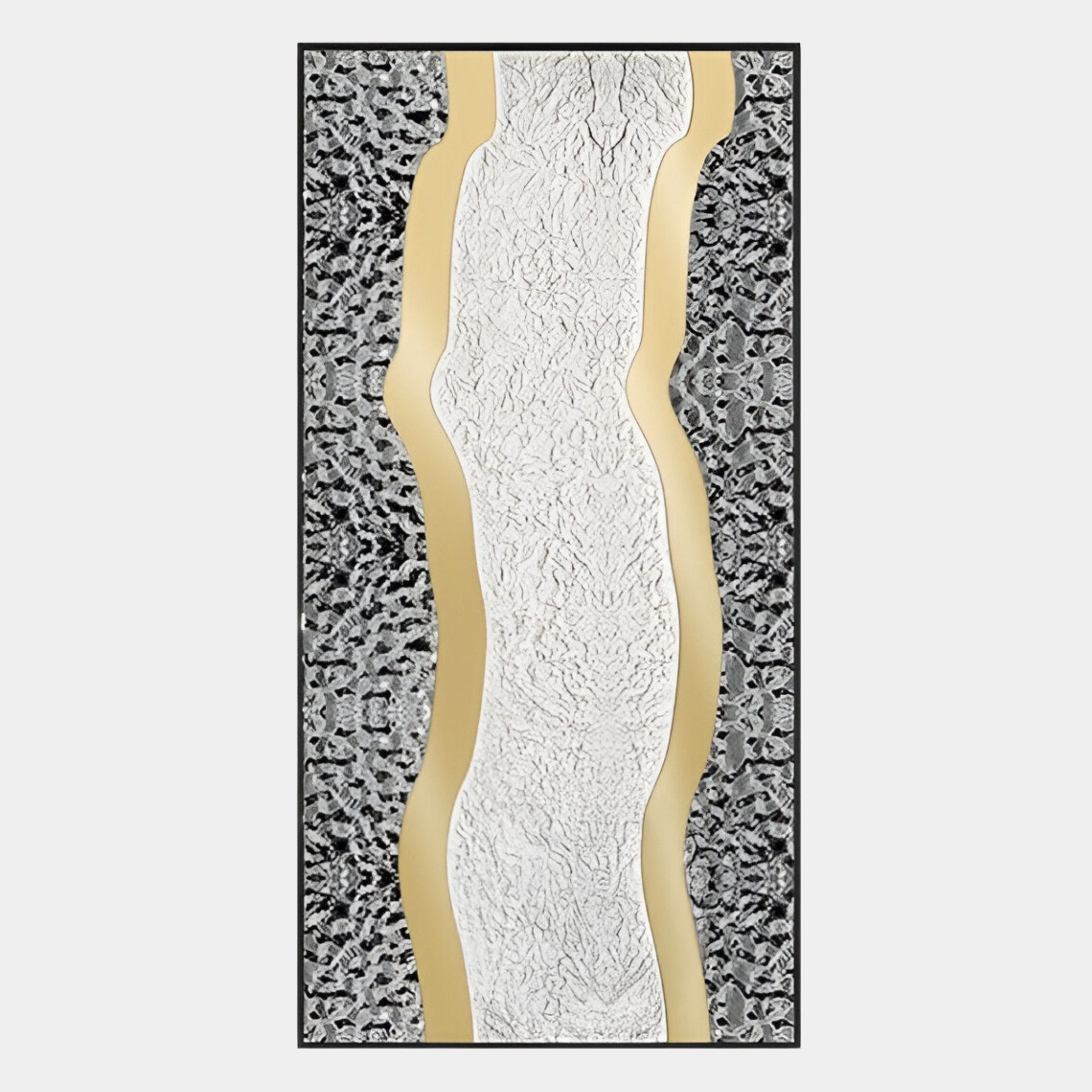 Serrana White & Silver Dual Wave II Vertical 3D Wall Art