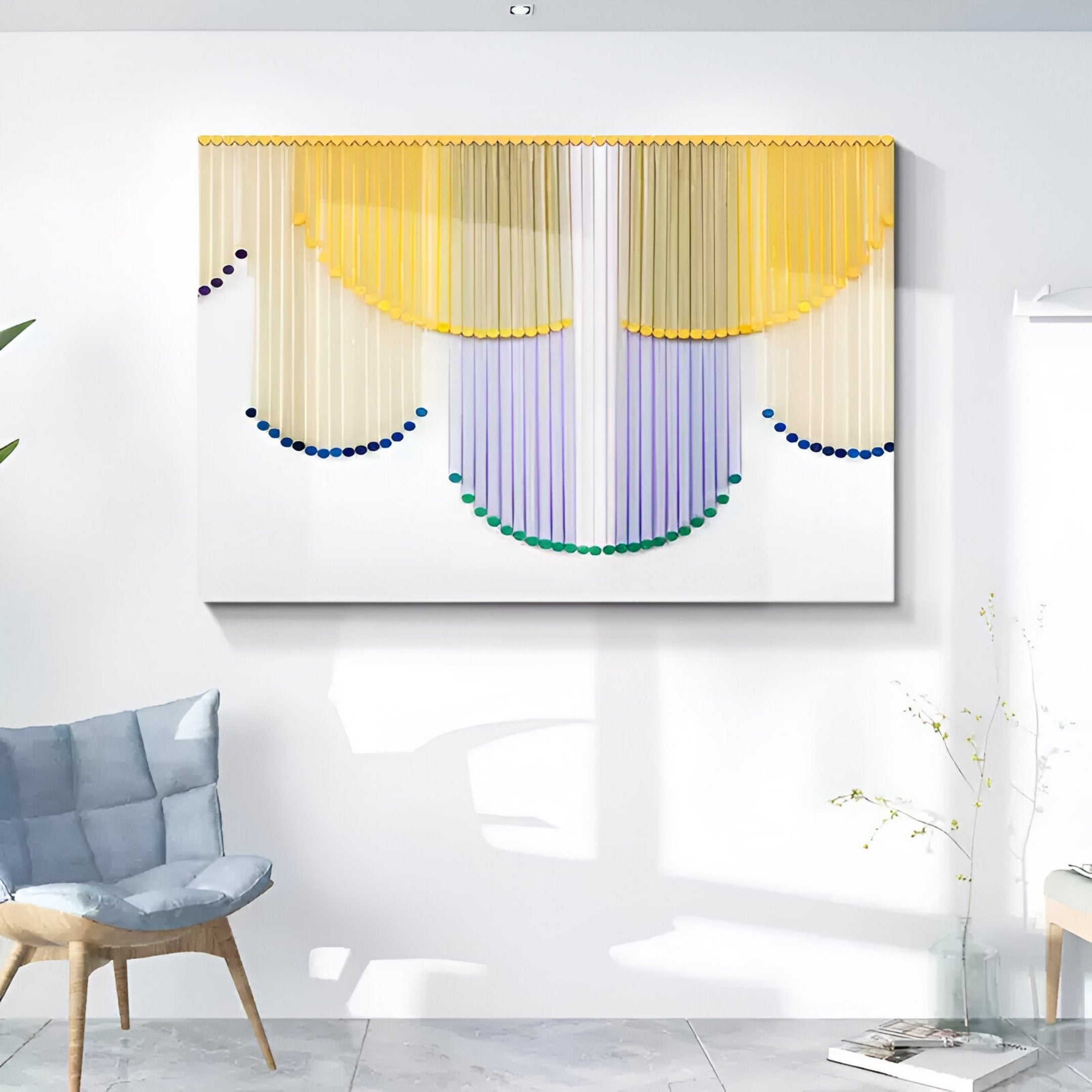 Dravena Golden Violet Flow Ribbon 3D Wall Art
