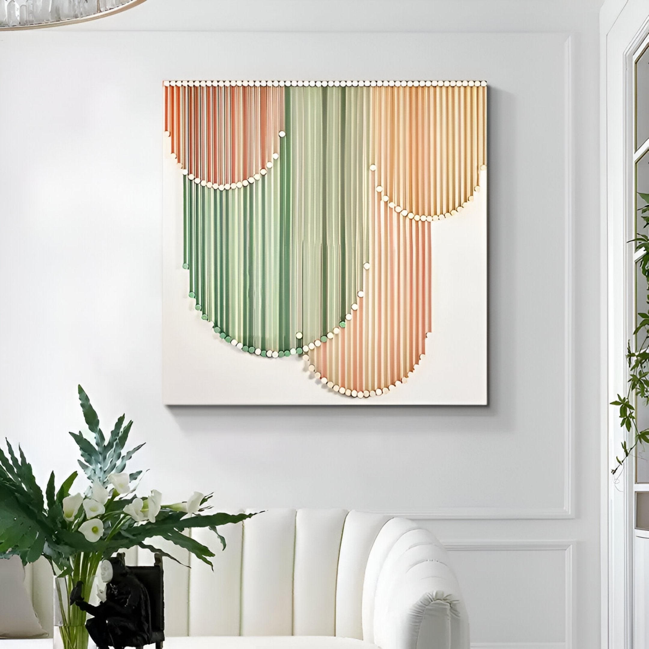 Dravena Green & Blush Harmony Ribbon 3D Wall Art