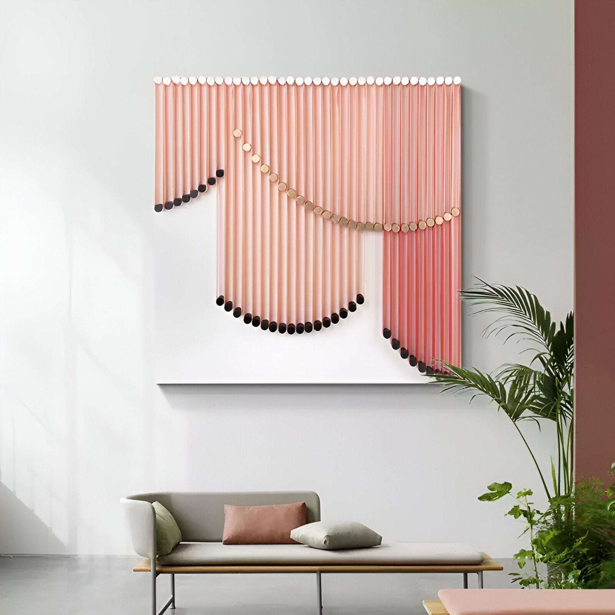 Dravena Warm Coral Elegance Ribbon 3D Wall Art