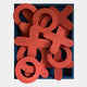 The Typova Red X&O Wood Carving 3D Wall Art by Giant Sculptures features large, layered red X and O shapes in a blue box, making it playful Nordic decor or unique modern wall art for your space.
