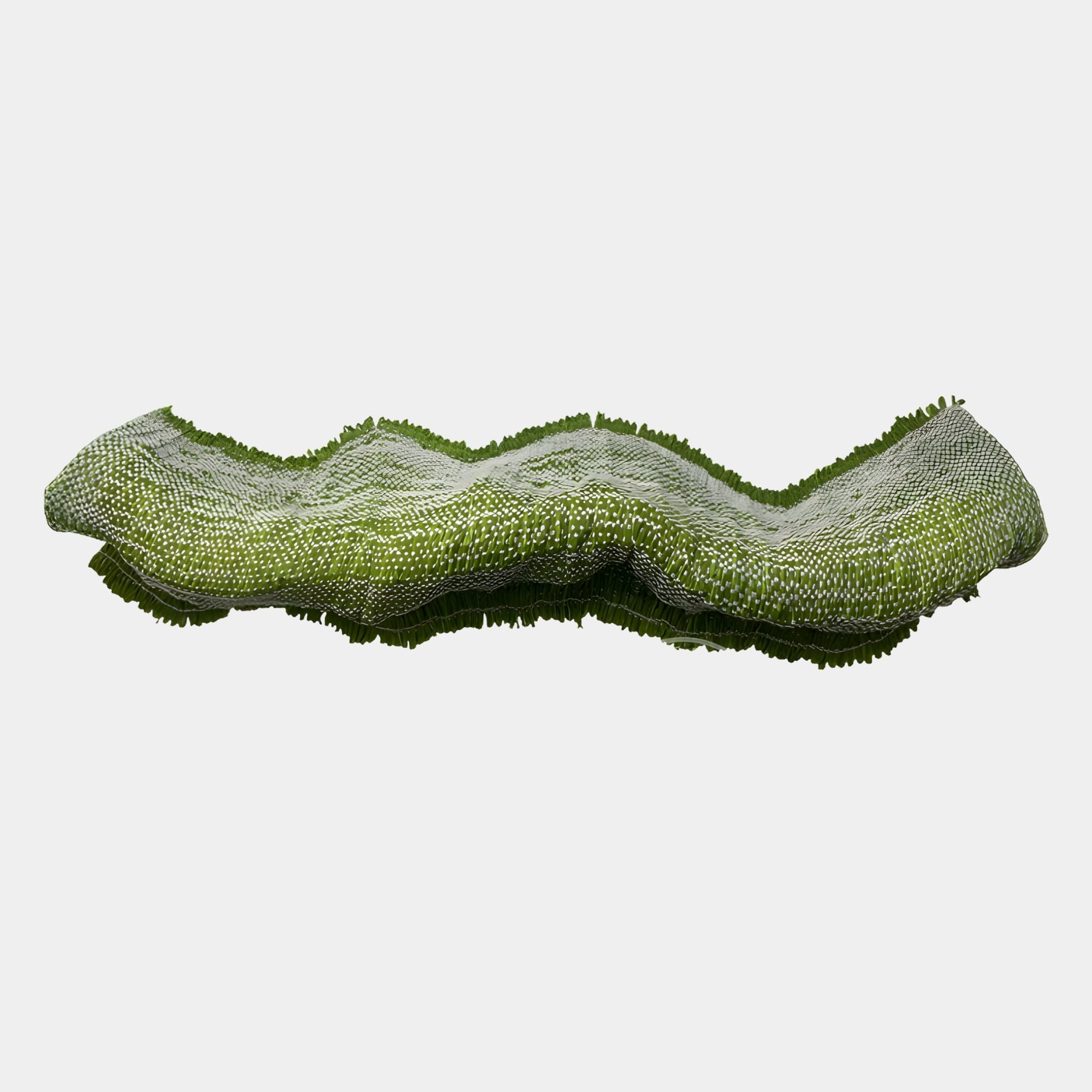 The Lyronda Green Textured Woven 3D Wall Art by Giant Sculptures features wavy, moss-like green and white patterns, making it a stunning piece of contemporary luxury for any plain white wall.