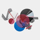 Cinetta Red & Blue Geometric Wood Carved 3D Wall Art