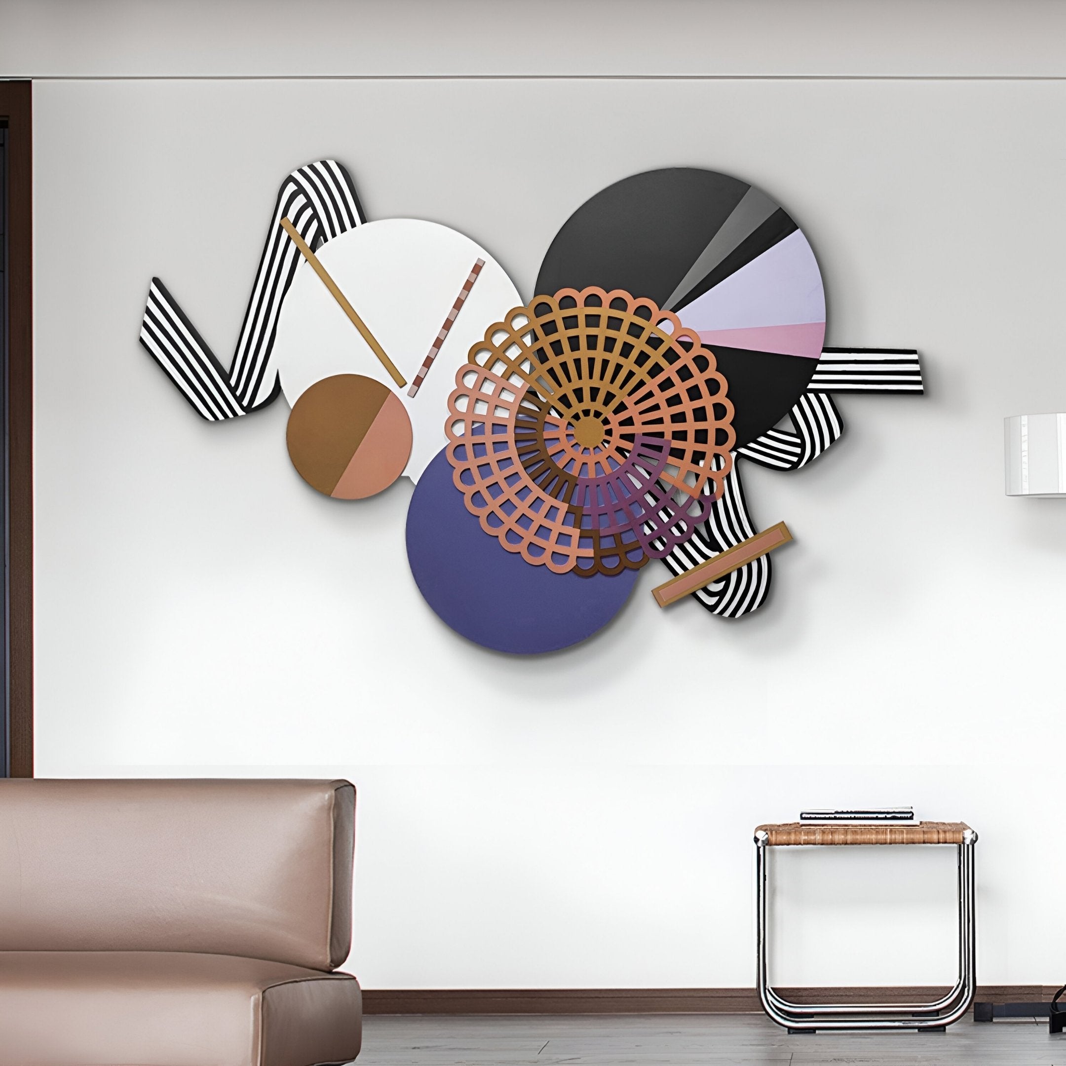 Cinetta Bronze & Violet Geometric Wood Carved 3D Wall Art