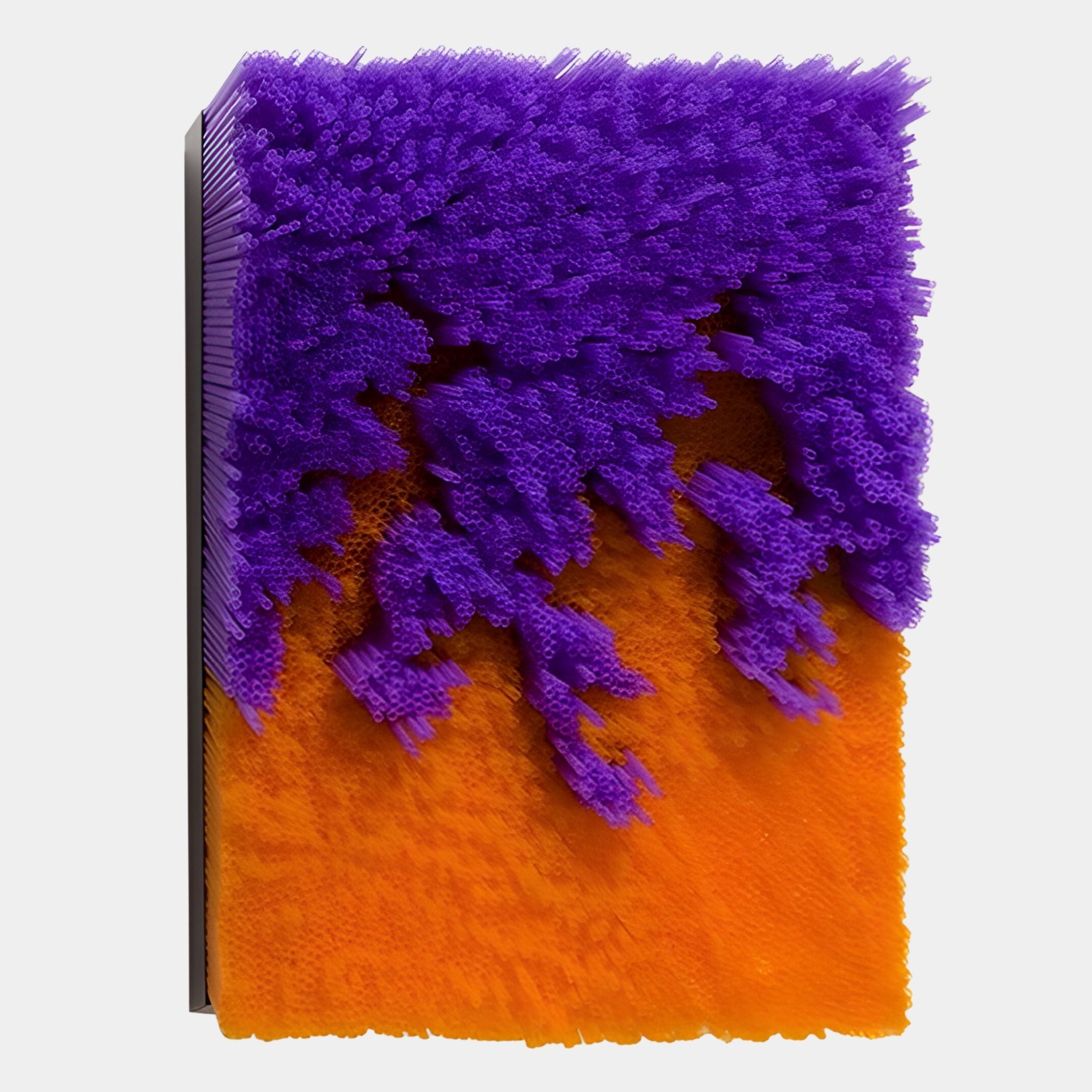 The Chromavolt Violet & Amber Straw 3D Wall Art by Giant Sculptures features dense bristles in vivid purple and orange, forming a bold, flame-like texture—ideal for striking contemporary interiors.