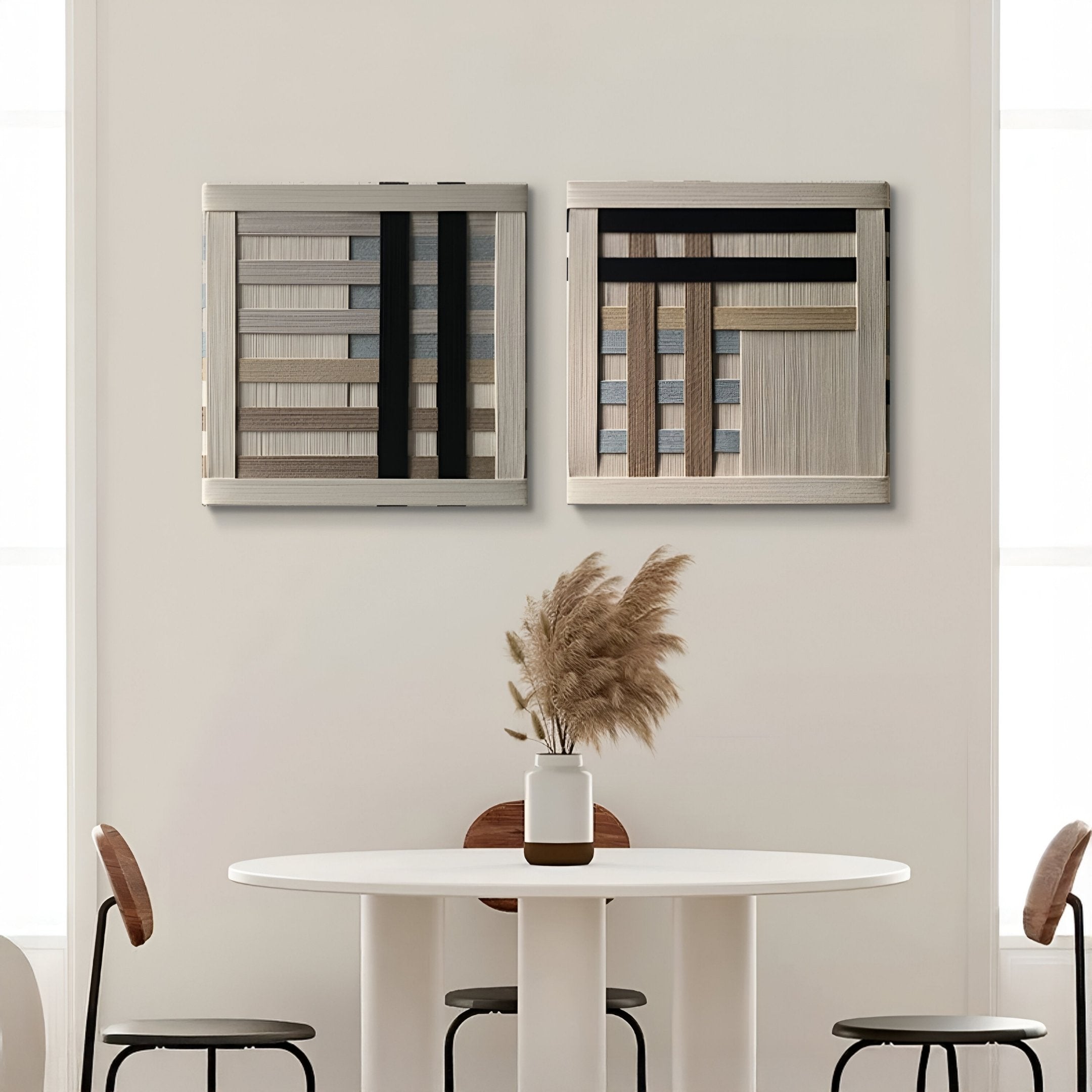 Tessella Neutral & Black Interwoven Yarn 3D Wall Art