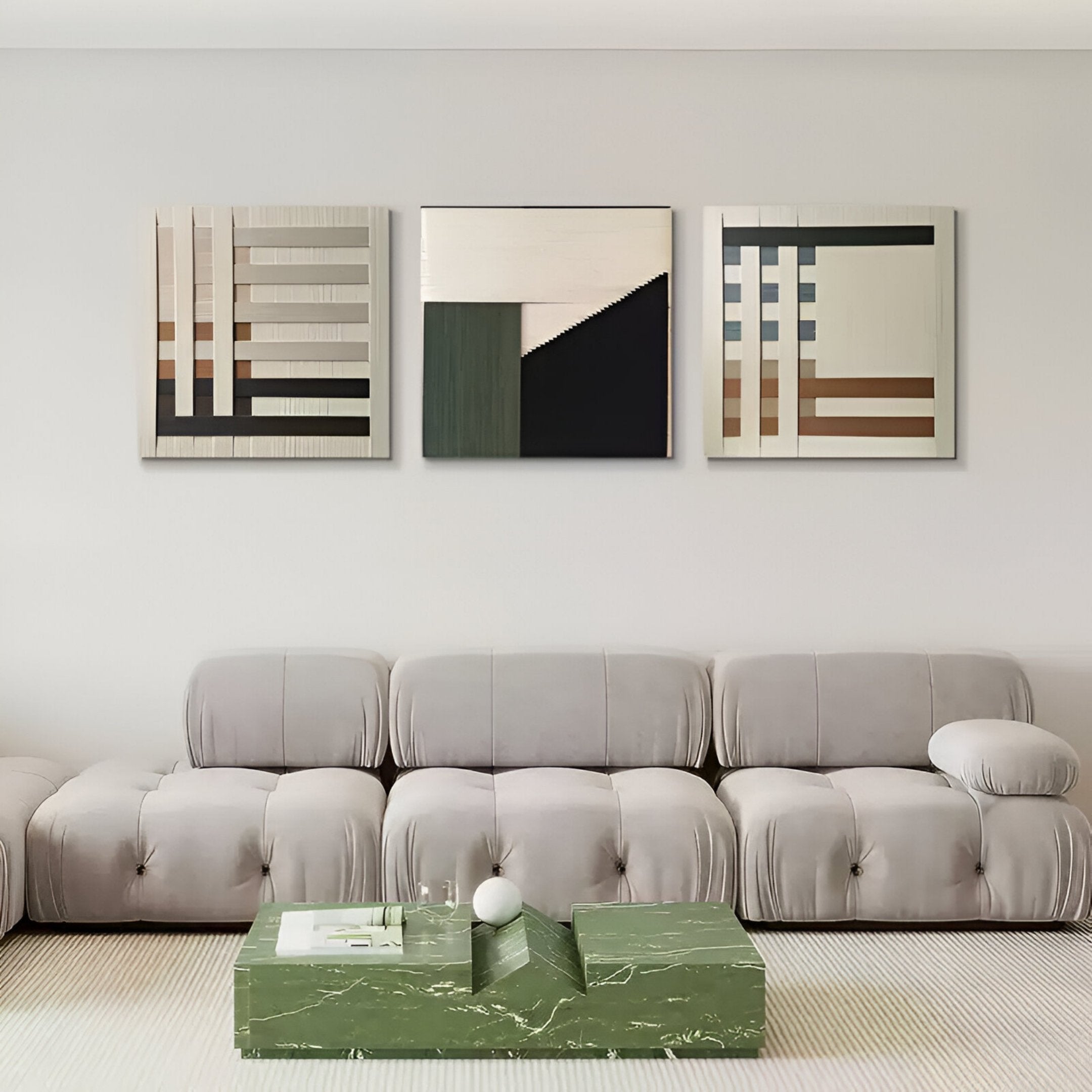 Tessella Olive & Black Interwoven Yarn 3D Wall Art
