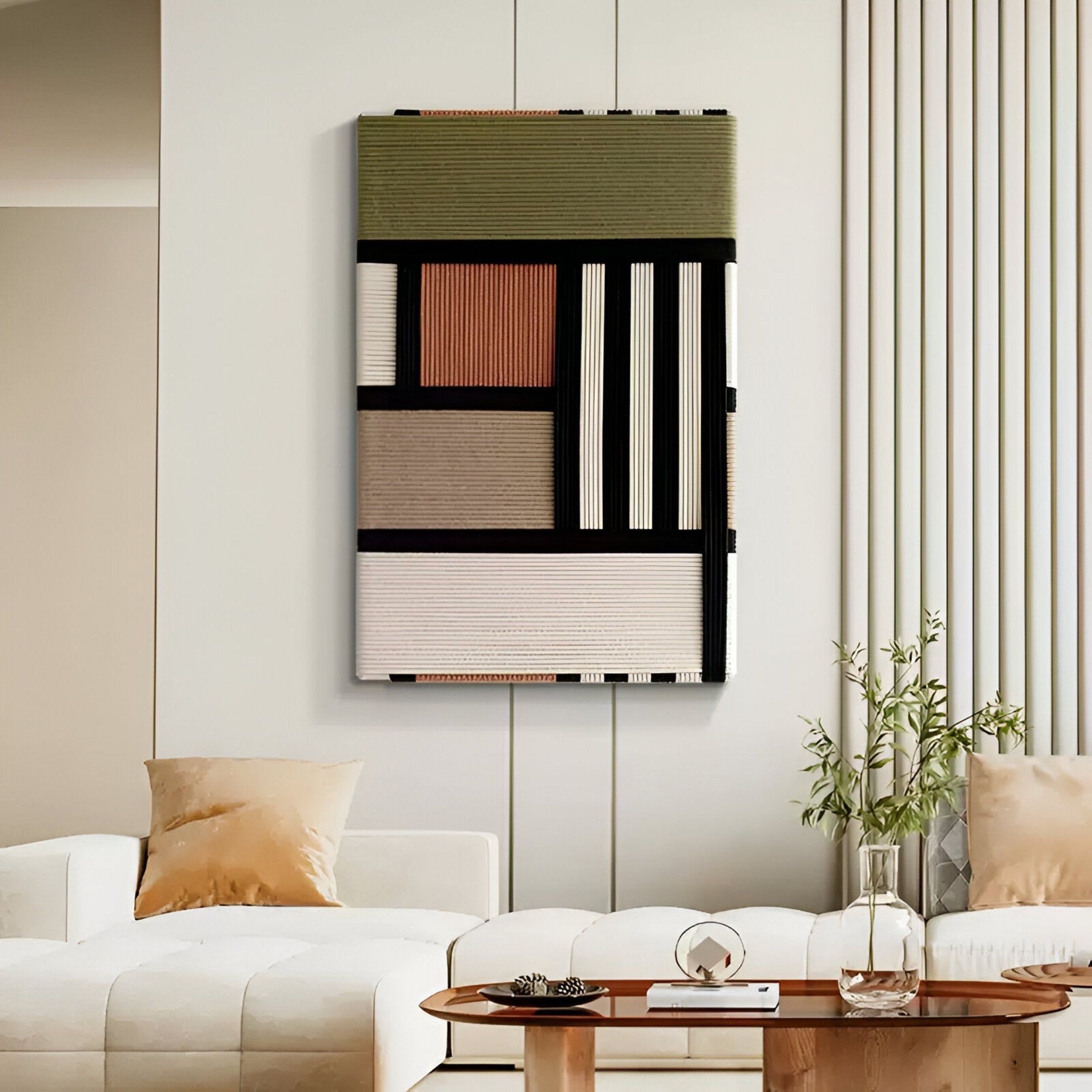 Tessella Olive & Terracotta Interwoven Yarn 3D Wall Art