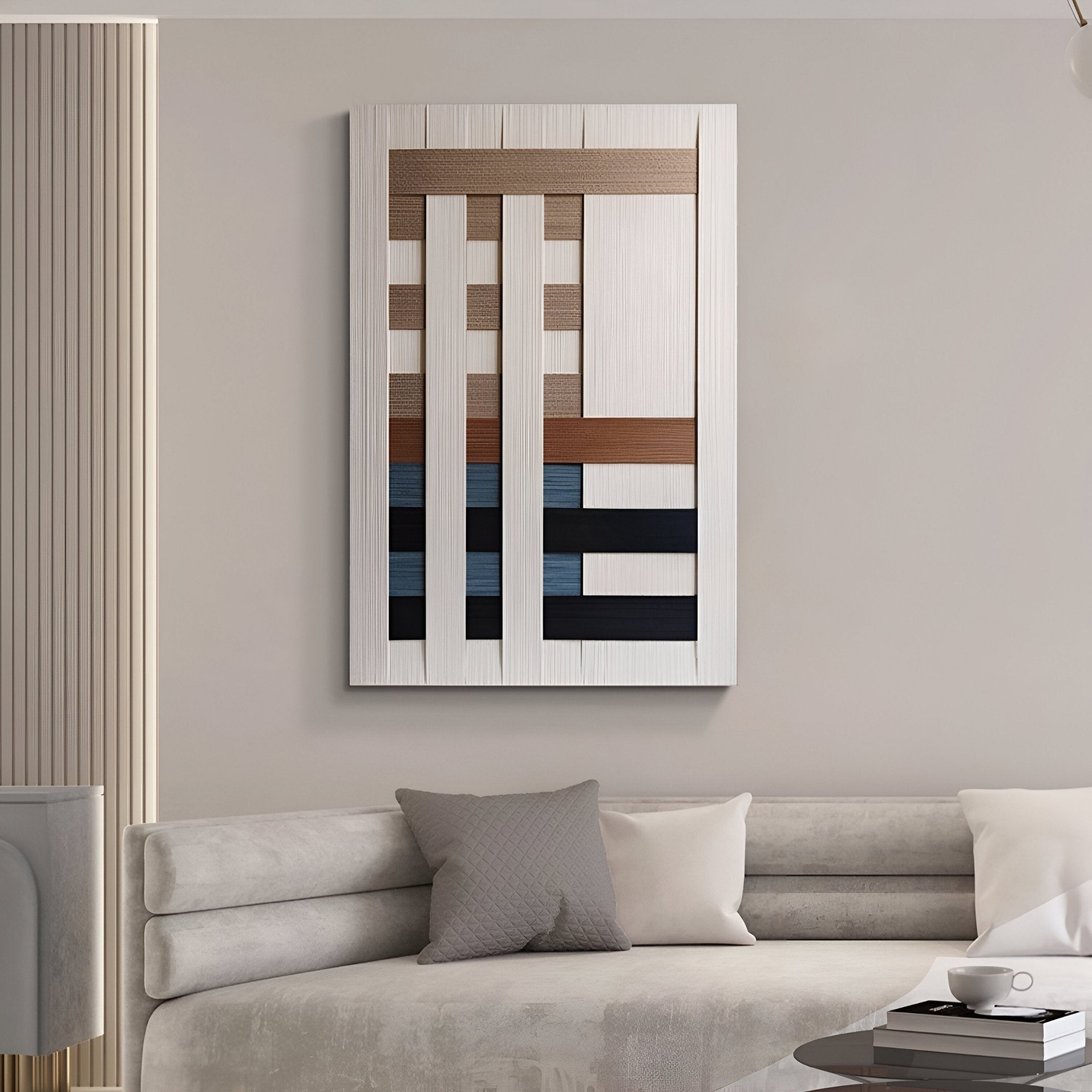 Tessella Blue & Walnut Interwoven Yarn 3D Wall Art