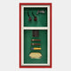The Cavendor Pipe, Torch & Cigar Green Framed Wall Art by Giant Sculptures features smoking pipes, a lighter, and cigars in a red display case—adding sophisticated style to any gentleman’s decor.