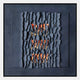 The Rivura Navy Layered Sandstone Texture 3D Wall Art by Giant Sculptures features vertical wavy navy strips with torn edges, revealing orange and beige layers for a bold, textured look perfect for modern abstract decor.