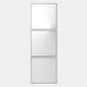 The Quadria 3-Panel Square Wall Mirror by Giant Sculptures features three vertically arranged square mirrors with thin dark borders on a light gray background, offering elegant Italian minimalism for any modern space.