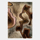 Terracore Earth Brown Contour Relief Abstract 3D Wall Art by Giant Sculptures features layered, wavy shapes in brown, beige, and pink tones on a textured background, creating a striking topographic effect.