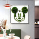 A modern dining area showcases the Verdifable Square Green Mouse Silhouette Moss 3D Wall Art by Giant Sculptures above a bench, paired with a white vase of dried flowers and a pendant light—ideal for Nordic decor.