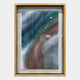 The Lentari Blue & Teal Gradient Wood Carving 3D Wall Art by Giant Sculptures features vertical, wavy ridges in blue, green, brown, and white. Its glossy surface reflects light and adds depth to your space.