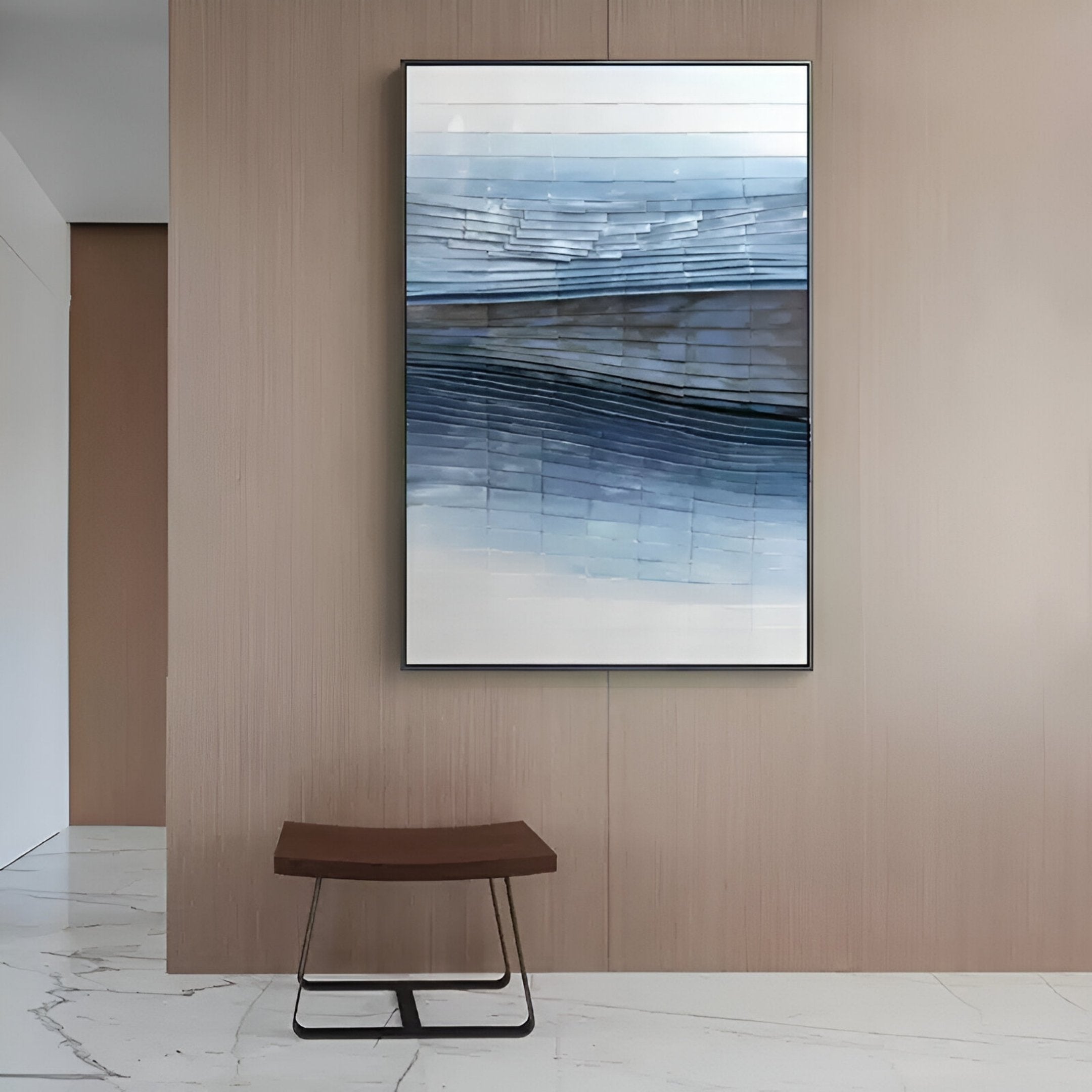 Sevara Deep Blue Layered Hand-Painted 3D Wall Art