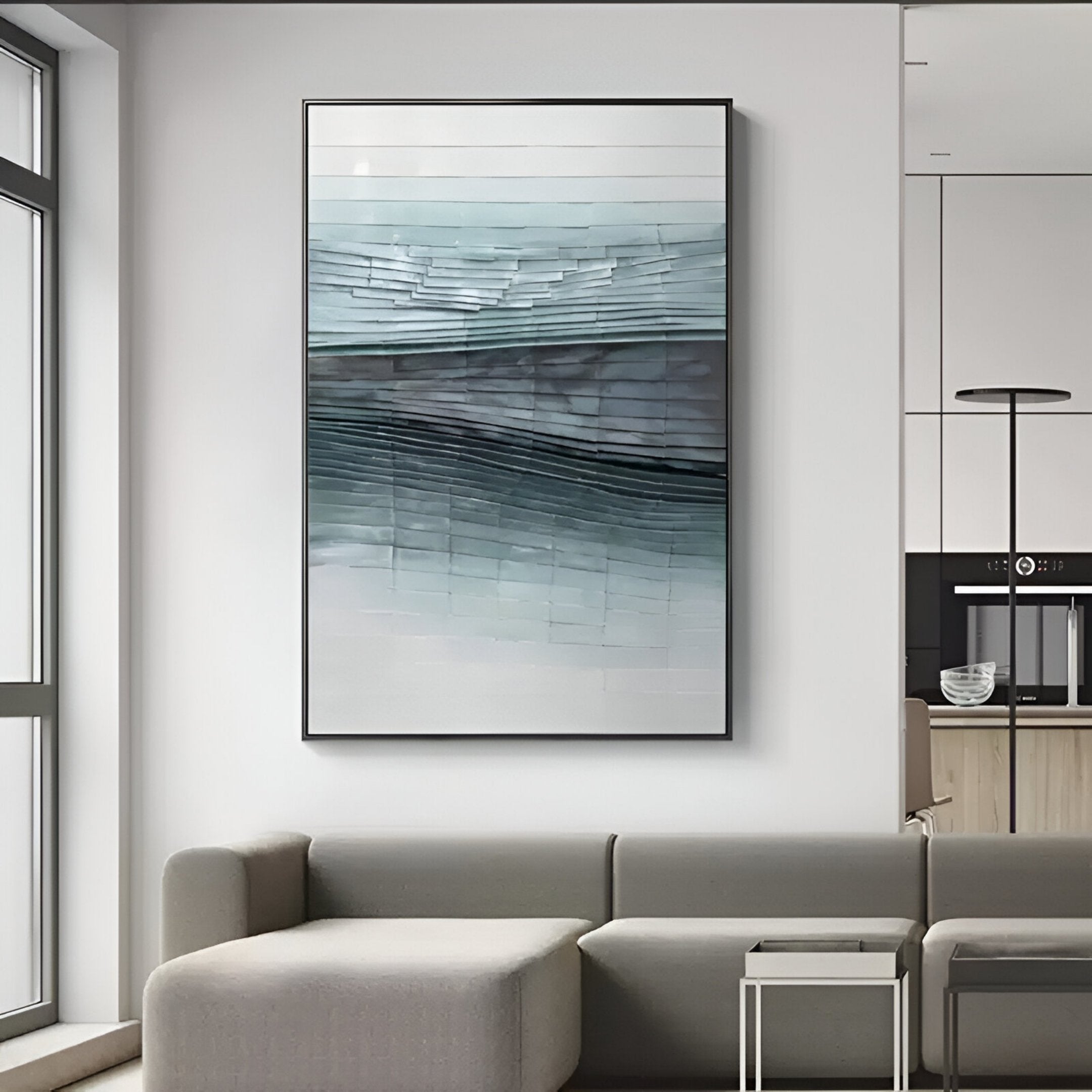 Sevara Aqua Layered Hand-Painted 3D Wall Art