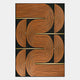Curvanta Brown Loop Geometric 3D Wall Art by Giant Sculptures features curved, parallel orange lines forming symmetrical shapes on a black background, creating a modern statement with dynamic movement and flowing, repeating patterns.