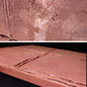 Close-up of Terracrecta Rose Painted Textured Square 3D Wall Art by Giant Sculptures reveals metallic copper tones, large uneven sections, and cracked, reflective textures—perfect for wabi-sabi-inspired interiors and unique decor.