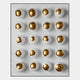 The Orbivelle Gold Patch Sphere & White Panel 3D Wall Art by Giant Sculptures features twenty white eggshell halves with gleaming gold interiors, arranged in five rows and four columns for a bold, contemporary wall display.