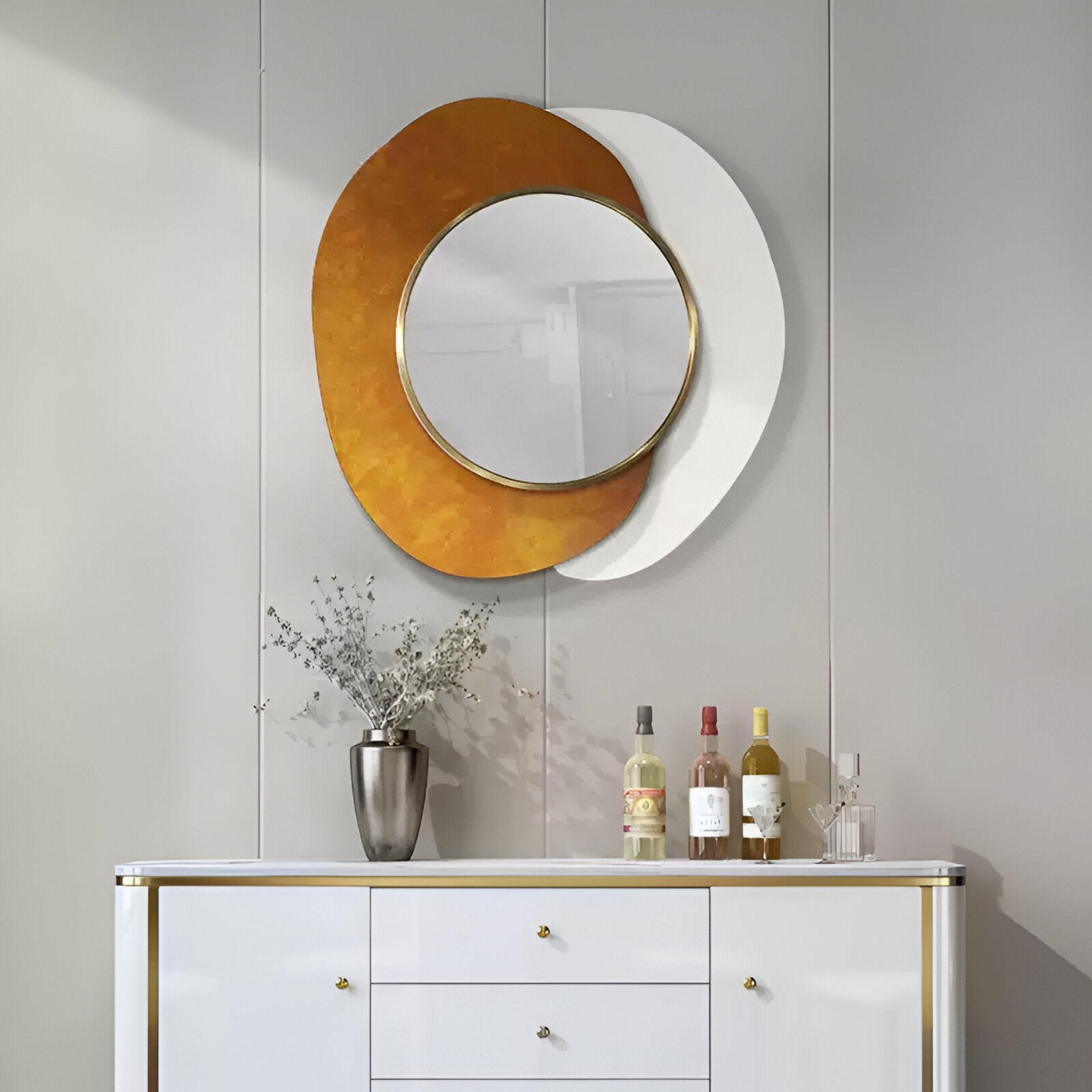Solistra Amber I Layered Round Mirror 3D Wall Art