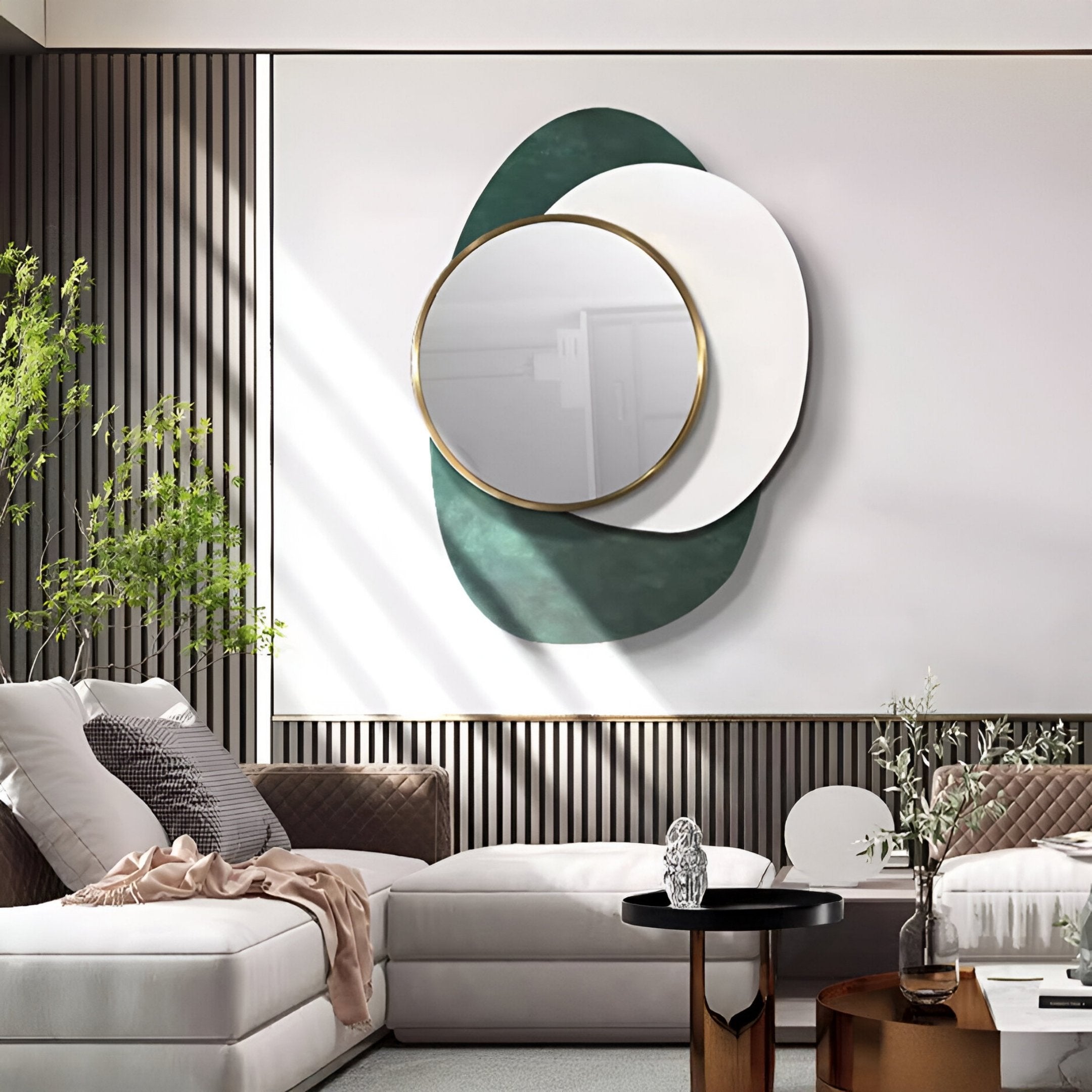 Solistra Emerald I Layered Round Mirror 3D Wall Art