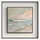 The Tidalume III Soft Dawn Shoreline Double Framed Wall Art by Giant Sculptures features a tranquil seascape with gentle waves and a pastel sky, beautifully displayed in a sleek black double frame.