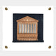 The Capitolique Copper & Black Classical Facade 3D Wall Art by Giant Sculptures features a metallic gold relief of a classical building with tall columns, set against a dark background and mounted on a white mat with gold corner studs.