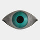 The Aurevion Teal Radiant Eye 3D Wall Art by Giant Sculptures features a black-centered eye with teal and white rays forming the iris on a light gray background—ideal as striking geometric wall décor.