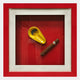 The Cavendro Gold Ashtray & Cigar Framed Wall Art by Giant Sculptures features a yellow cutter and brown Cohiba-labeled cigar in a white and red shadow box, offering bold modern décor for cigar lovers.