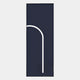 The Luminarch Navy Curve LED Minimalist Wall Art by Giant Sculptures showcases a dark blue rectangle with a slim white arching line, creating sleek modern decor against a plain backdrop.