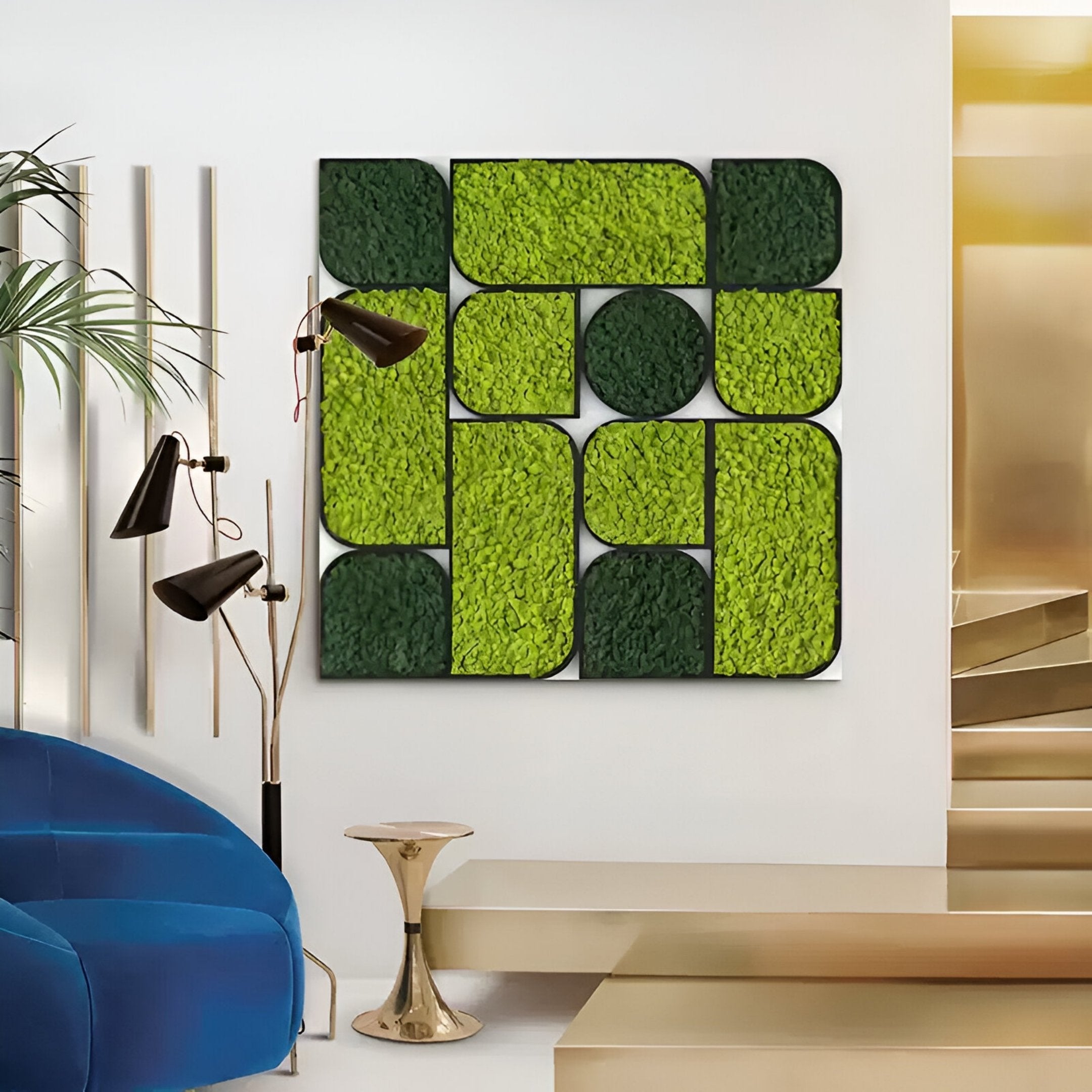 Verdura Square Green Moss Mosaic 3D Wall Art