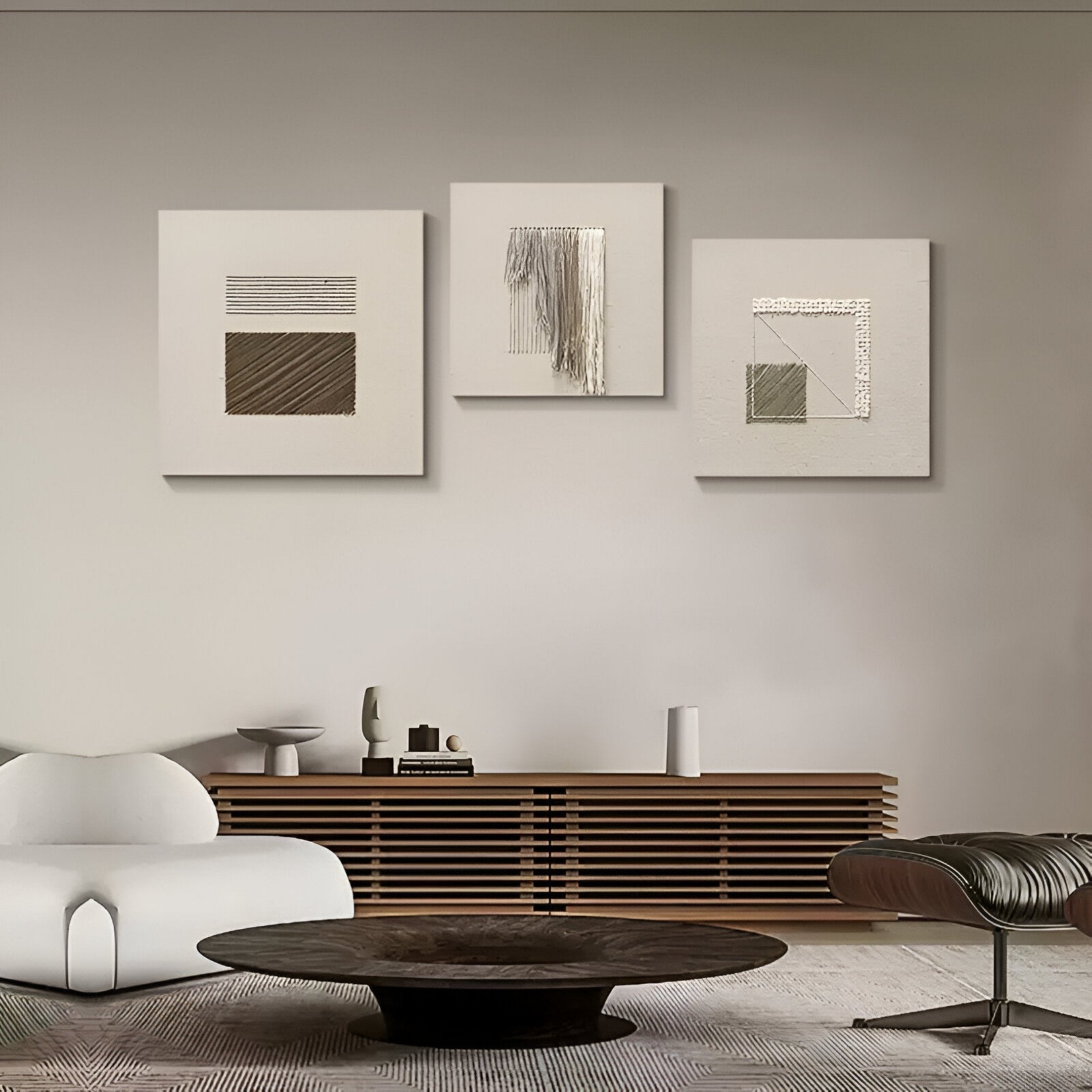 Textura Dual Block Linen Rope 3D Wall Art